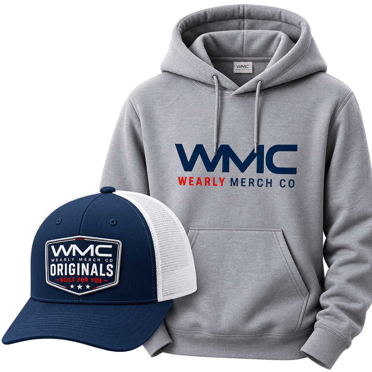 Wearly Originals hoodie and trucker cap